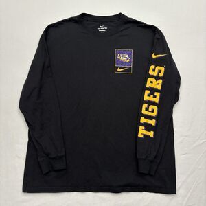 Nike LSU Tigers Spell Out Long Sleeve T Shirt Men’s size XL Black Loose Fit